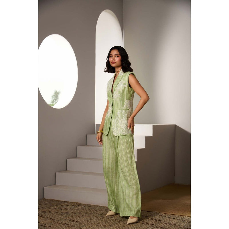 Label Deepika Nagpal Green Bronte Co-Ord (Set of 2)