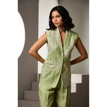 Label Deepika Nagpal Green Bronte Co-Ord (Set of 2)