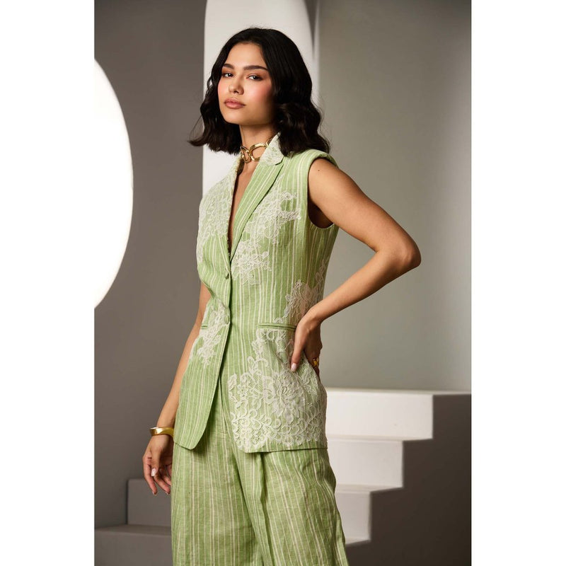 Label Deepika Nagpal Green Bronte Co-Ord (Set of 2)