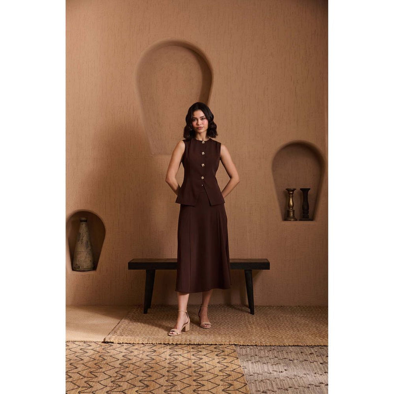 Label Deepika Nagpal Brown Connecticut Co-Ord (Set of 2)