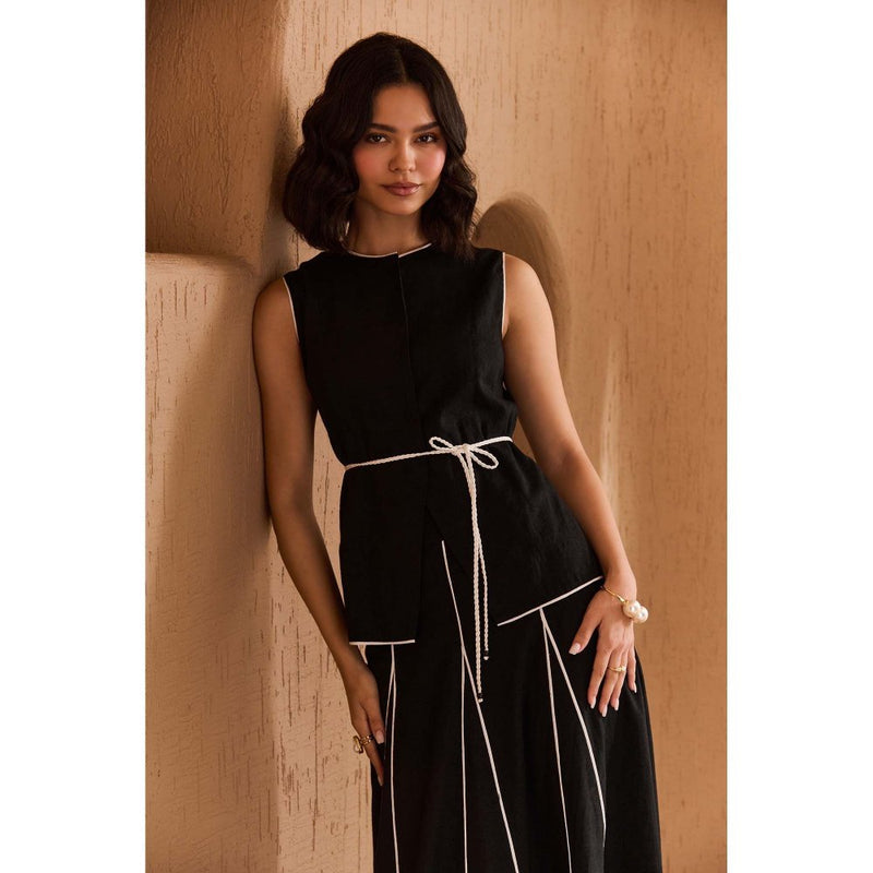 Label Deepika Nagpal Black Loretta Co-Ord (Set of 3)
