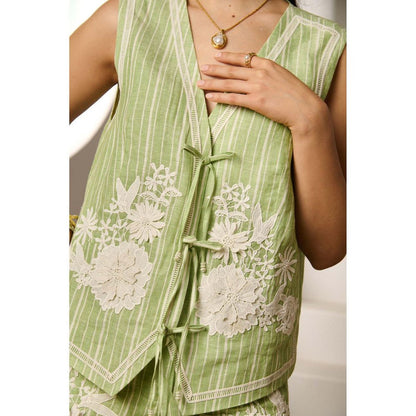 Label Deepika Nagpal Green Desiree Co-Ord (Set of 2)