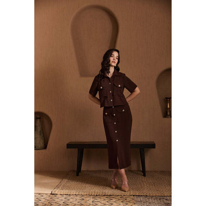 Label Deepika Nagpal Brown Juliette Co-Ord (Set of 2)