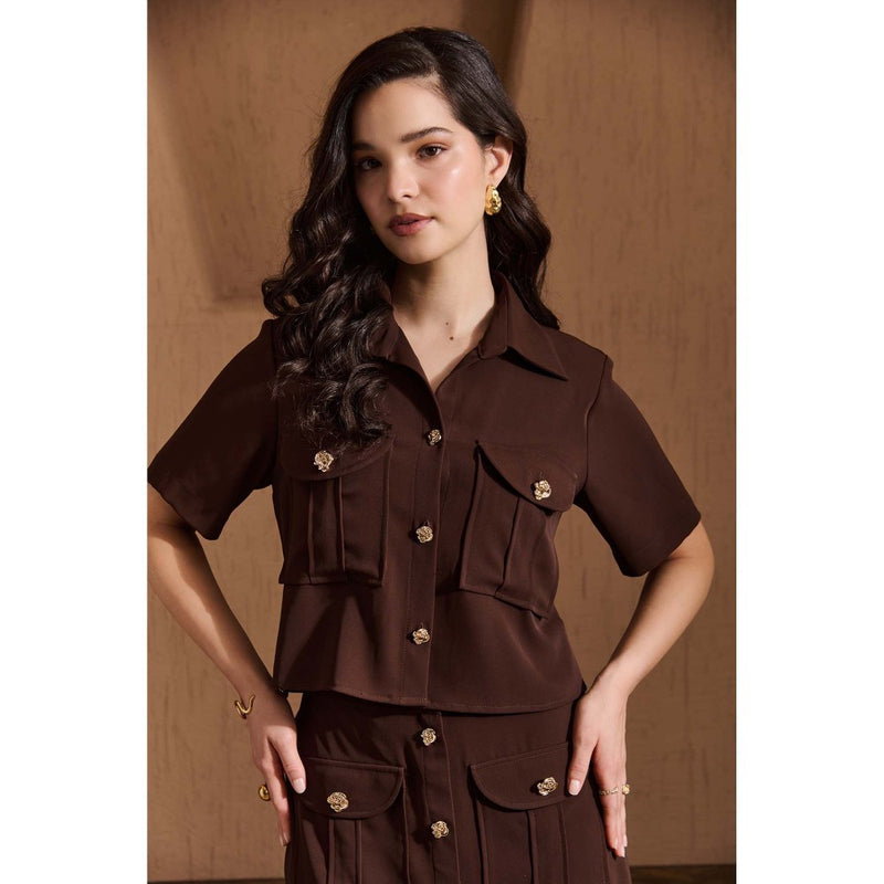 Label Deepika Nagpal Brown Juliette Co-Ord (Set of 2)