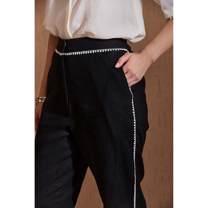 Label Deepika Nagpal Black Emiliana Shirt with Pant and Jacket (Set of 3)