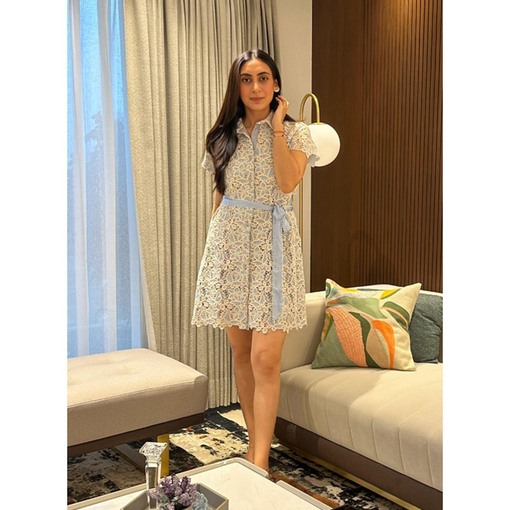 Label Deepika Nagpal Peace Blue Knee Length Dress