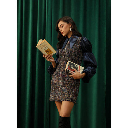 Label Deepika Nagpal Deepika Nagpal In Maria Blue Mini Dress with Shirt