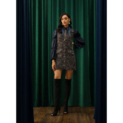 Label Deepika Nagpal Deepika Nagpal In Maria Blue Mini Dress with Shirt