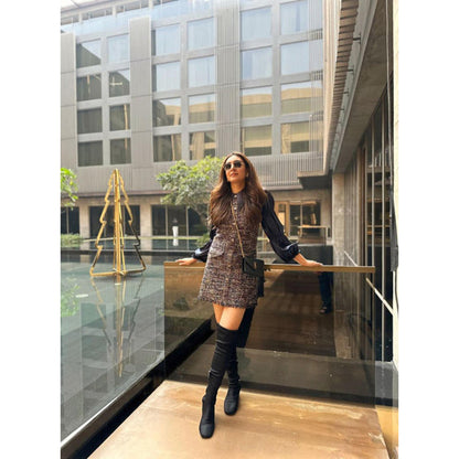 Label Deepika Nagpal Deepika Nagpal In Maria Blue Mini Dress with Shirt