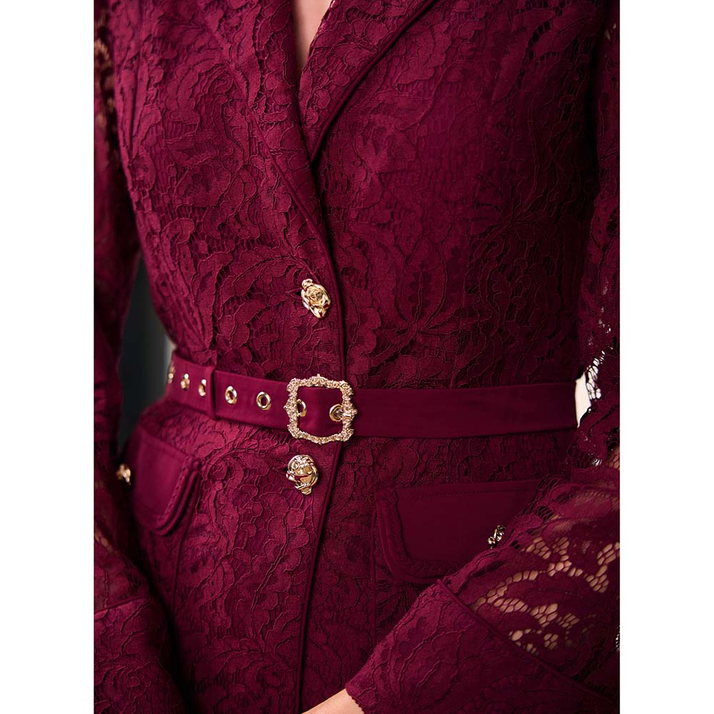 Label Deepika Nagpal Leah Opera Co-Ord Set - Ruby Maroon