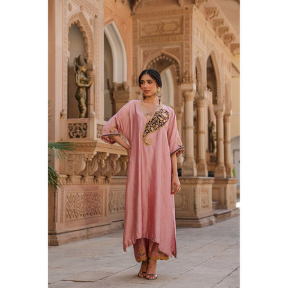 Label Niti Bothra Pink Riwayat Embroidered Kurta with Pant (Set of 2)