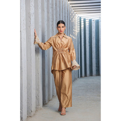 Label Niti Bothra Brown Dori Paisley Gathered Co-Ord (Set of 2)