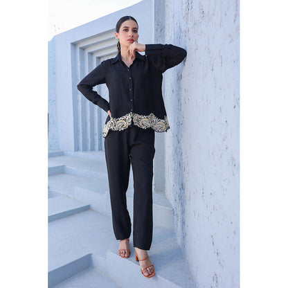 Label Niti Bothra Black Dori Paisley Heavy Hem Co-Ord (Set of 2)