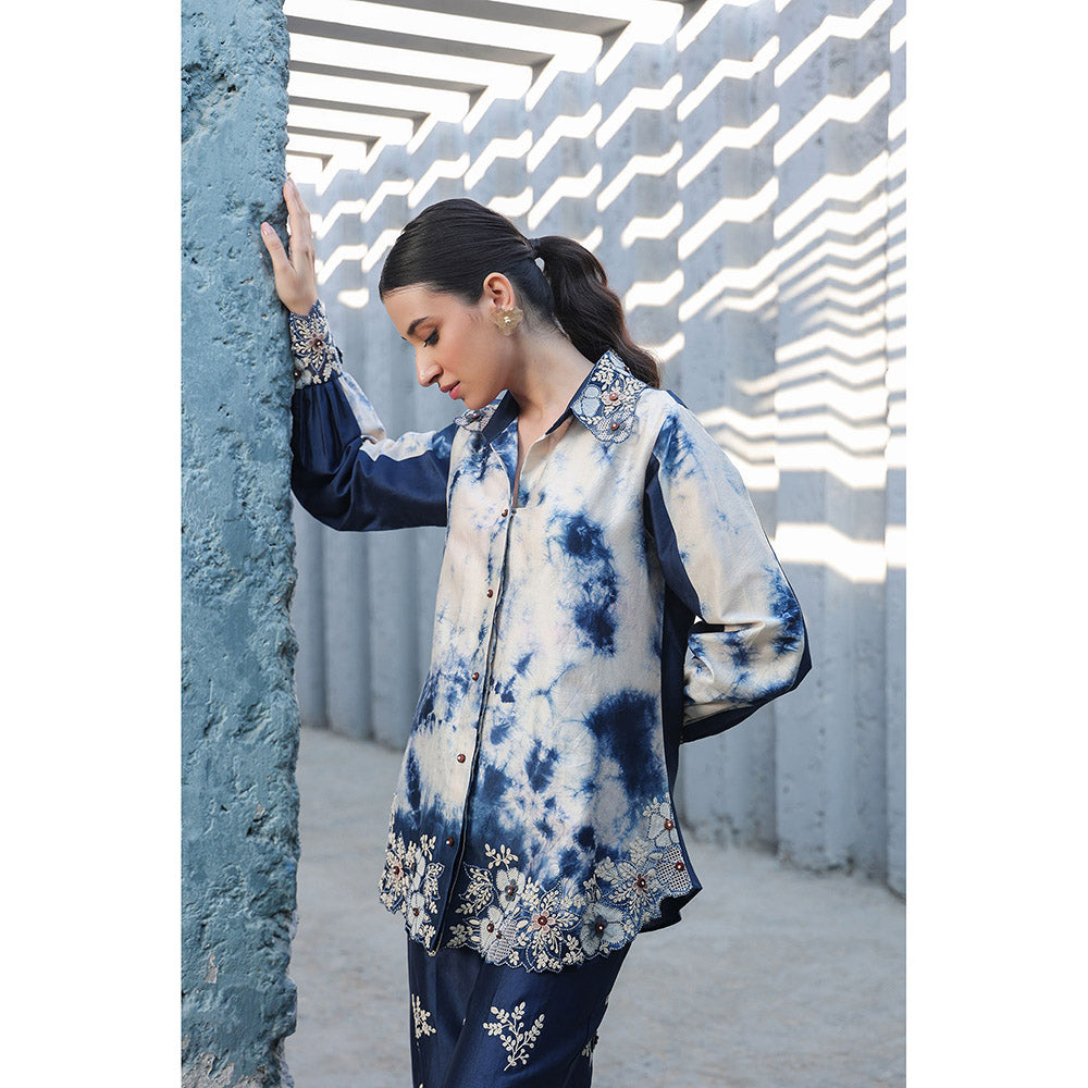 Label Niti Bothra Blue Gulshan Shibori Co-Ord (Set of 2)