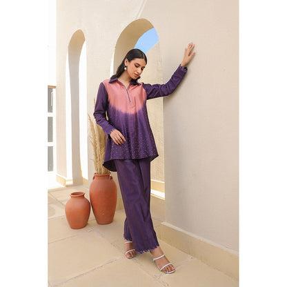 Label Niti Bothra Purple French Knot Ombre Co-Ord (Set of 2)