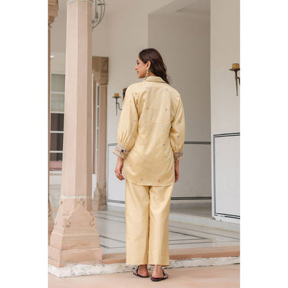 Label Niti Bothra Beige Gulzar Collar Neck Embroidered Co-Ord (Set of 2)