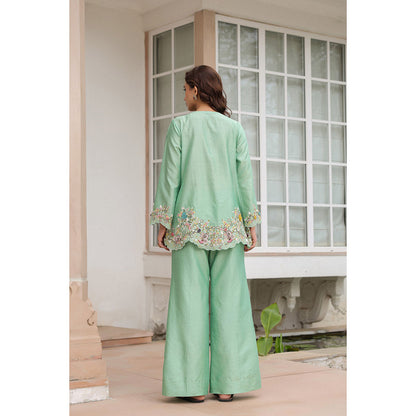 Label Niti Bothra Green Gulzar Scallop Embroidered Co-Ord (Set of 2)
