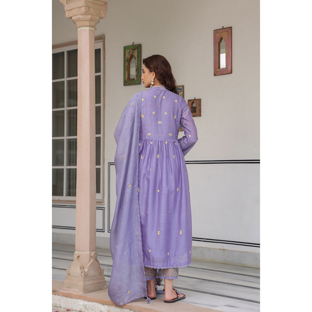 Label Niti Bothra Lavender Gulzar Frock Style Embroidered Kurta and Pant (Set of 2)