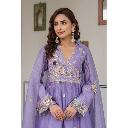 Label Niti Bothra Lavender Gulzar Frock Style Embroidered Kurta and Pant (Set of 2)