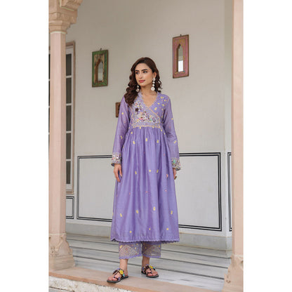 Label Niti Bothra Lavender Gulzar Frock Style Embroidered Kurta and Pant (Set of 2)