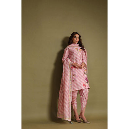 Label Niti Bothra Pink Noor Striped Kurti with Dhoti (Set of 2)