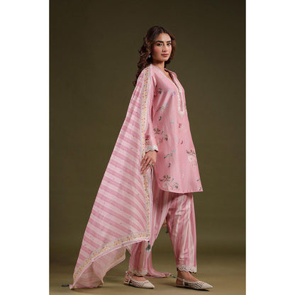 Label Niti Bothra Pink Noor Zipper Kurti with Pant (Set of 2)