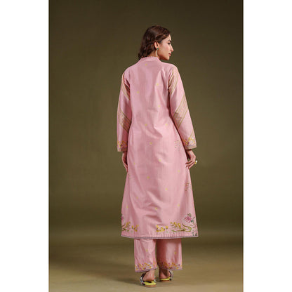 Label Niti Bothra Pink Noor Frock Style Kurta with Pant (Set of 2)