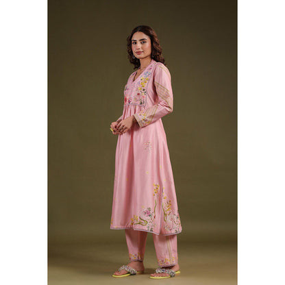 Label Niti Bothra Pink Noor Frock Style Kurta with Pant (Set of 2)