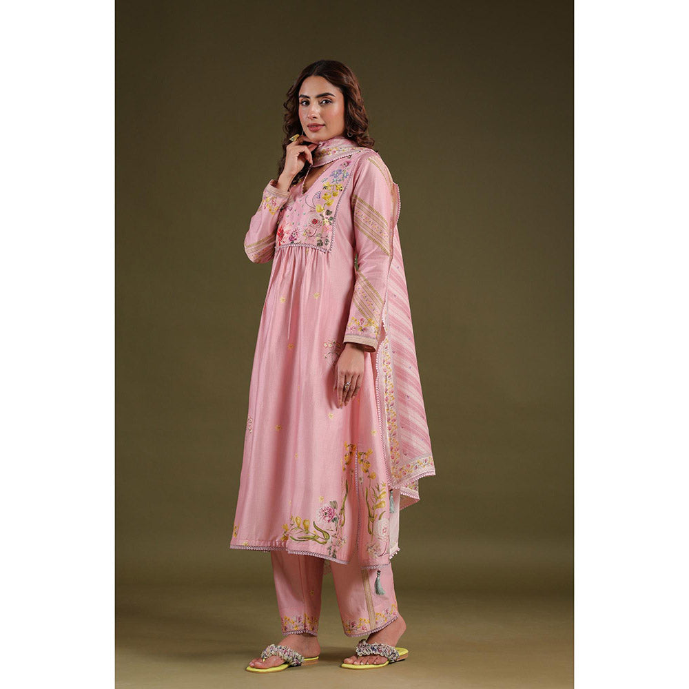 Label Niti Bothra Pink Noor Frock Style Kurta with Pant (Set of 2)