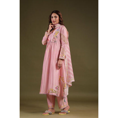 Label Niti Bothra Pink Noor Frock Style Kurta with Pant (Set of 2)