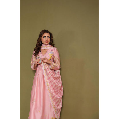 Label Niti Bothra Pink Noor Frock Style Kurta with Pant (Set of 2)