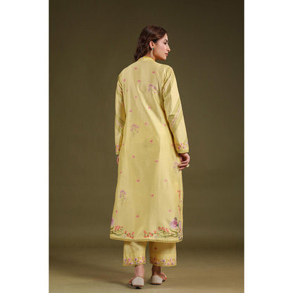 Label Niti Bothra Yellow Noor Frock Style Kurta with Pant (Set of 2)