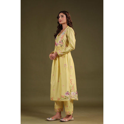 Label Niti Bothra Yellow Noor Frock Style Kurta with Pant (Set of 2)
