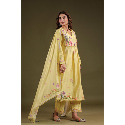 Label Niti Bothra Yellow Noor Frock Style Kurta with Pant (Set of 2)