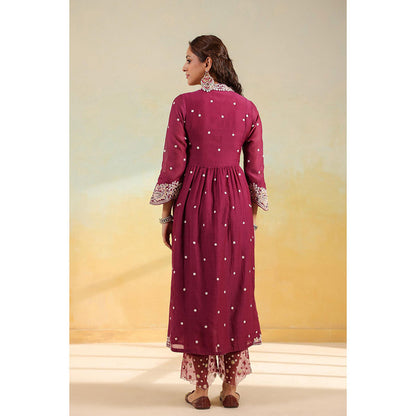 Label Niti Bothra Magenta Dori Paisley Kurta With Pant And Dupatta