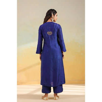 Label Niti Bothra Electric Blue Zardozi Kurta With Pant And Dupatta