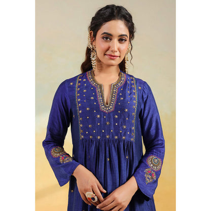 Label Niti Bothra Electric Blue Zardozi Kurta With Pant And Dupatta