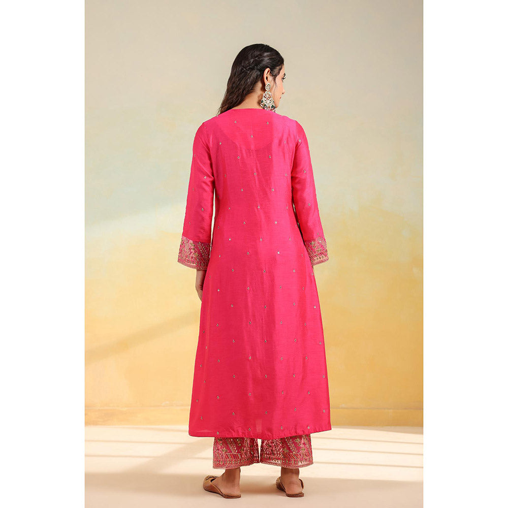 Label Niti Bothra Pink Noor Farshi Kurta With Palazzo And Dupatta