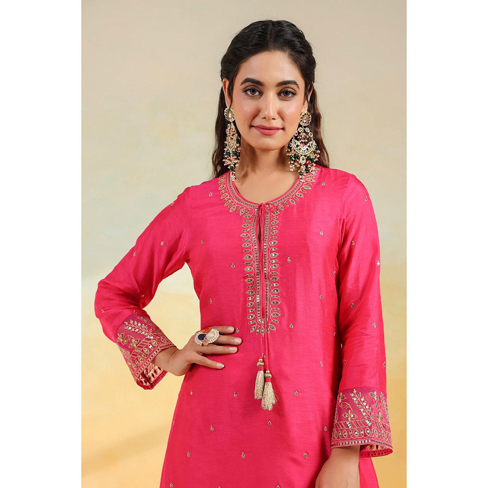 Label Niti Bothra Pink Noor Farshi Kurta With Palazzo And Dupatta