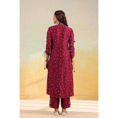 Label Niti Bothra Maroon Orchid Kurta With Pant And Dupatta