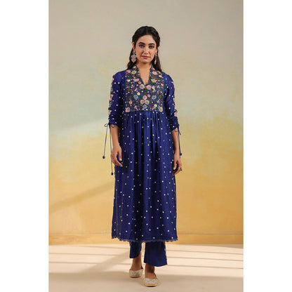 Label Niti Bothra Electric Blue Orchid Kurta With Pant And Dupatta