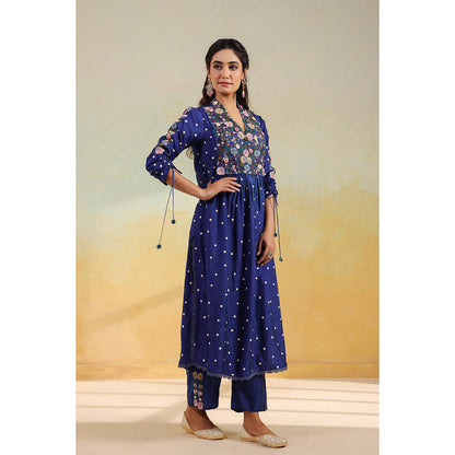 Label Niti Bothra Electric Blue Orchid Kurta With Pant And Dupatta