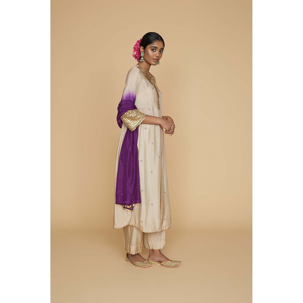 Label Niti Bothra Ivory Ombre Heavy Pitta Anarkali with Palazzo