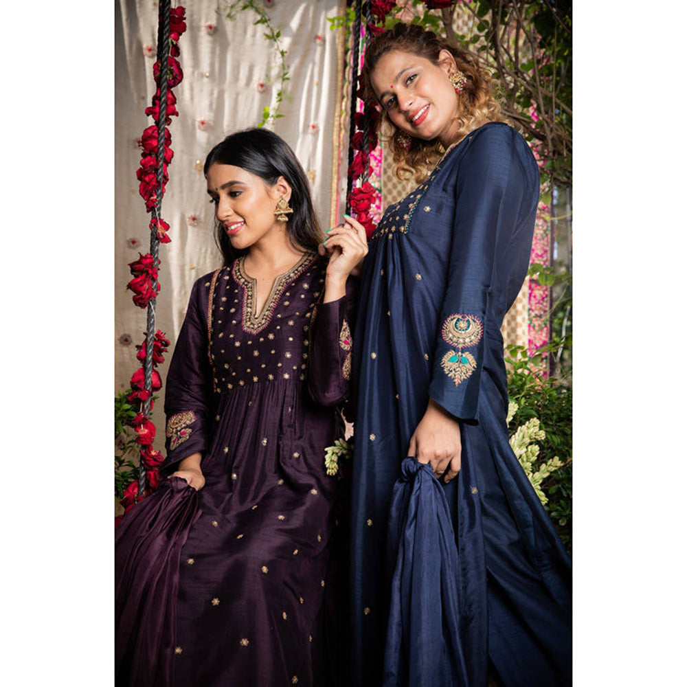 Label Niti Bothra Purple Zardozi Kurta With Palazzo