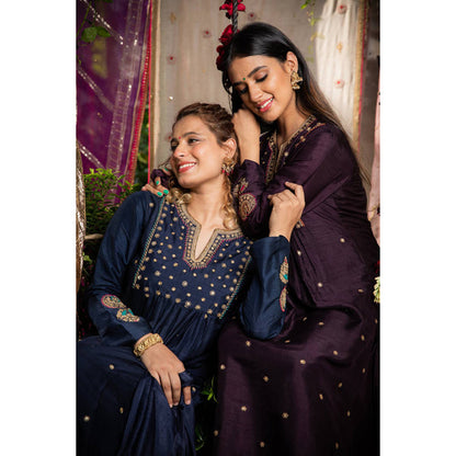 Label Niti Bothra Purple Zardozi Kurta With Palazzo