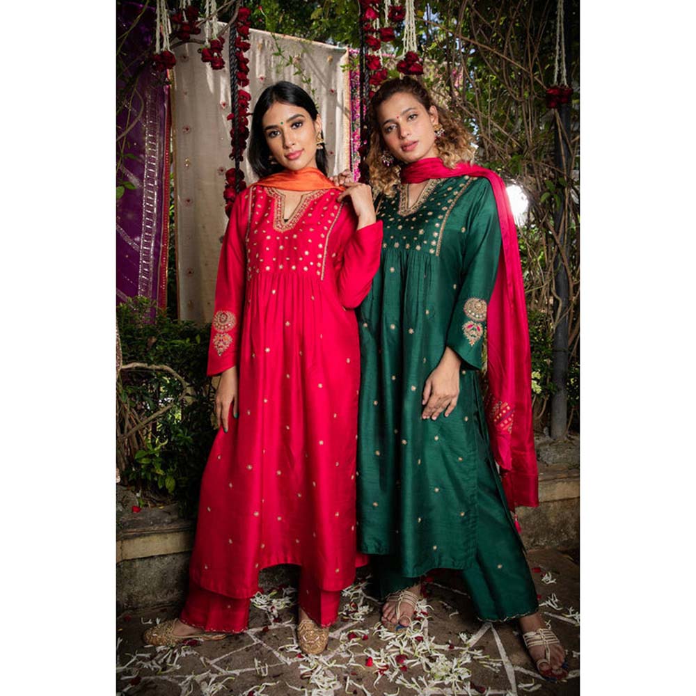 Label Niti Bothra Pink Zardozi Kurta With Palazzo