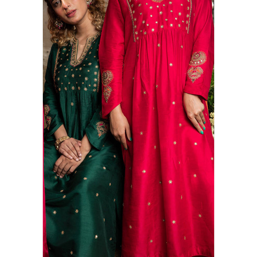 Label Niti Bothra Pink Zardozi Kurta With Palazzo