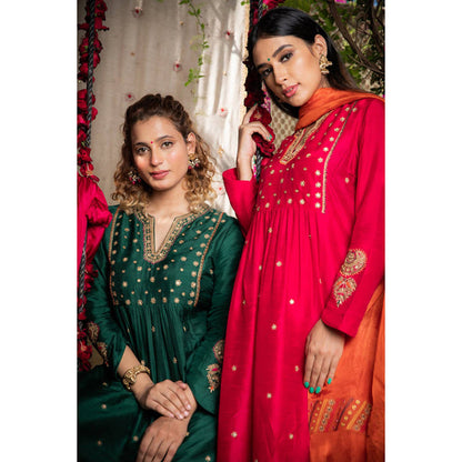 Label Niti Bothra Pink Zardozi Kurta With Palazzo