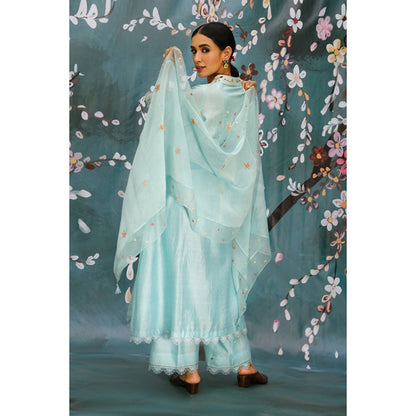 Label Niti Bothra Light Blue French Knot Pocket Style Kurta With Palazzo