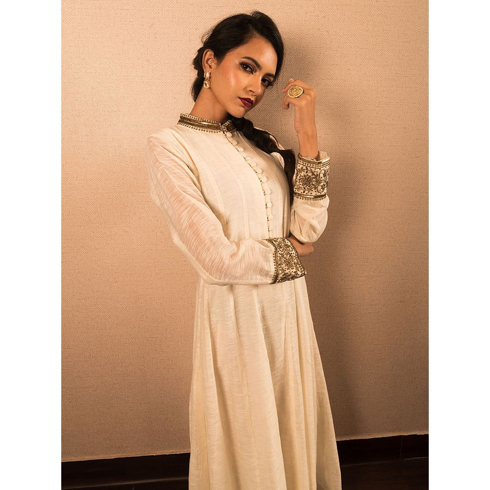 LABEL KIARSH White Chanderi Anarkali Kurta